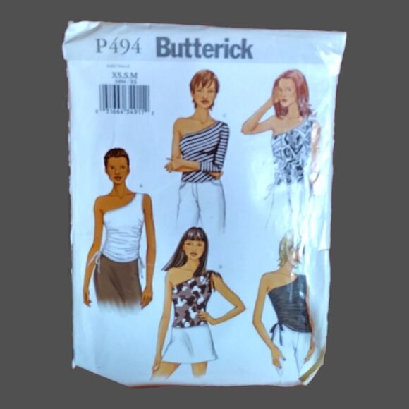 PATTERN BUTTERICK P494 1 SHOULDER TOP SEWING   NEW Size XS-M - Picture 1 of 4
